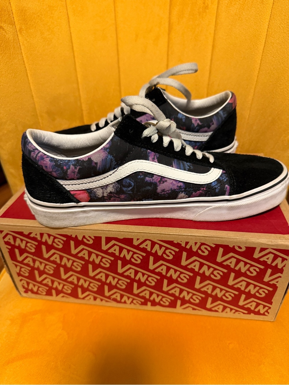 Vans Low Top Skate Shoe - Black with Purple/Pink Tie-Dye Accents